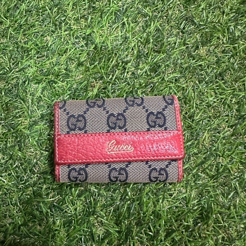 Gucci Red and Tan Leather Key Cles
